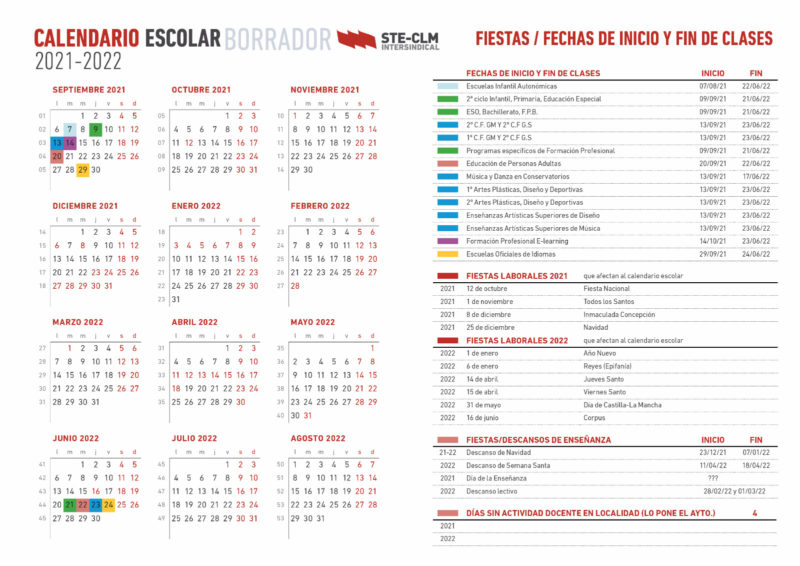 Calendario Escolar Clm 2023 24 - IMAGESEE