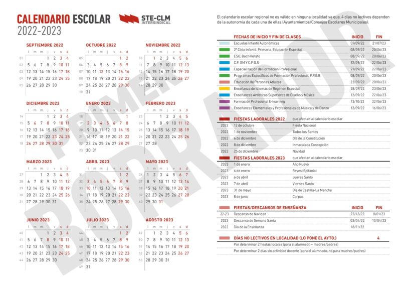 CALENDARIO ESCOLAR CLM 2023-24 – Sindicato De Trabajadores Y ...