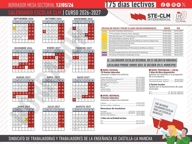 CALENDARIO ESCOLAR CLM 2026-27