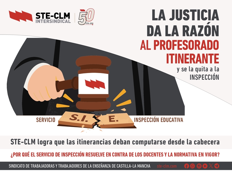 ¡VICTORIA EN LOS TRIBUNALES DE STE-CLM! La Justicia da la razón al profesorado itinerante
