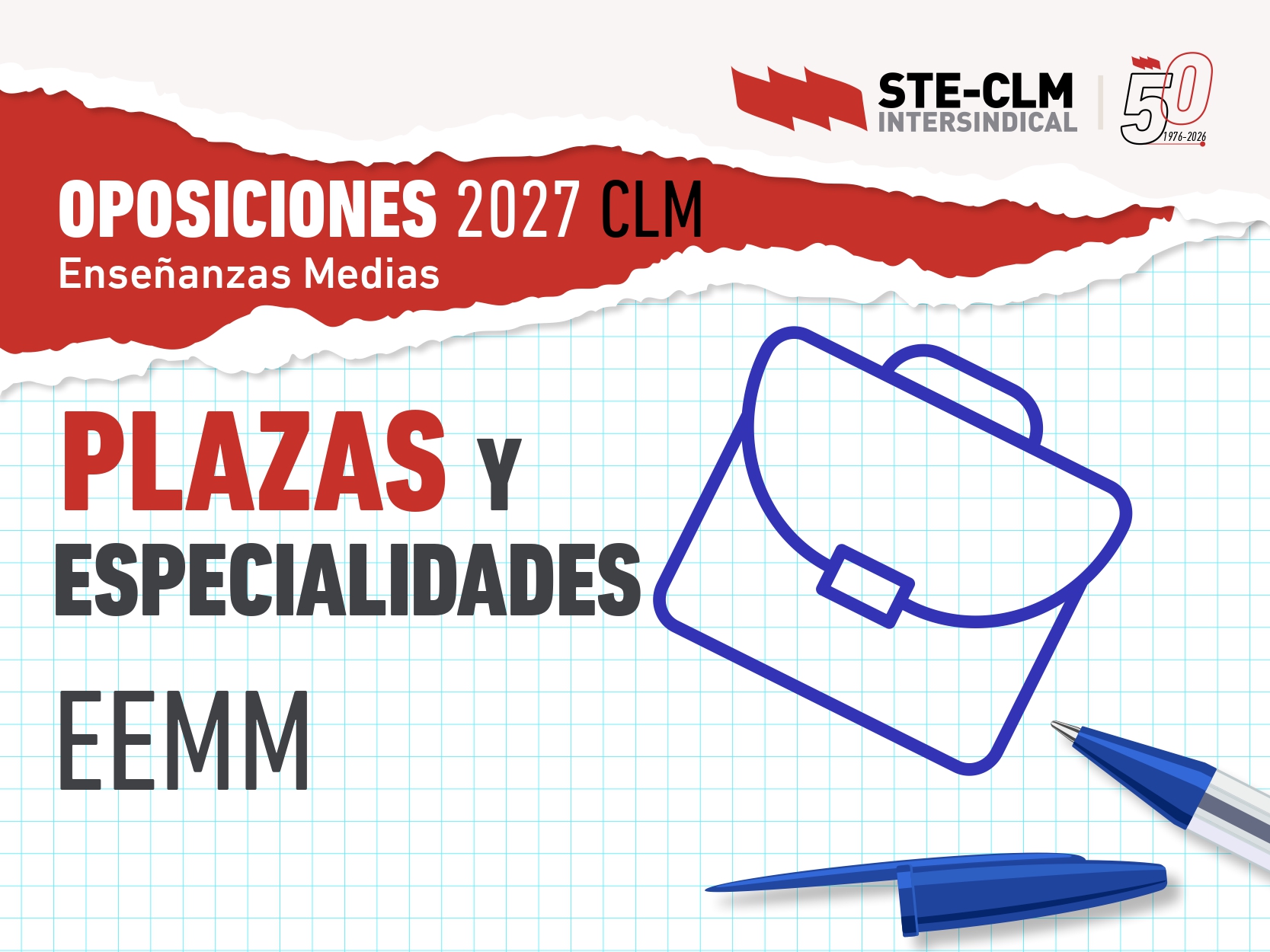 MESA DE EDUCACIÓN: Oposiciones EEMM 2027 (Especilaidades y Nº plazas)